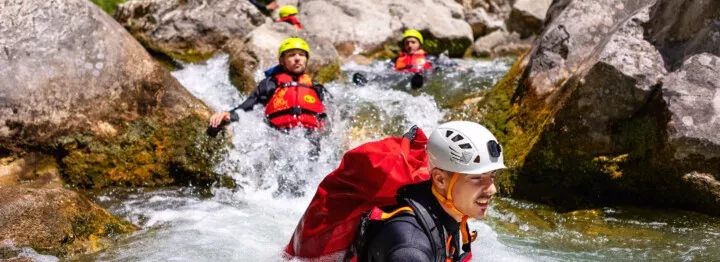Rapids on canyoning tour on Cetina river