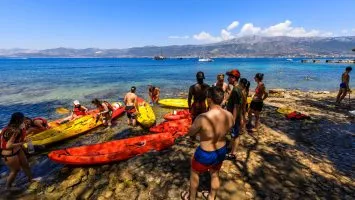Kayaking boats on the beach in Split