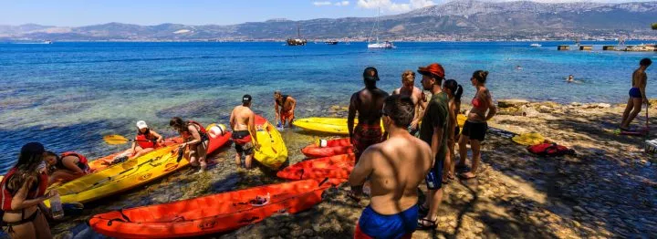 Kayaking boats on the beach in Split
