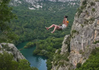 Ziplining over Cetina river in Omiš