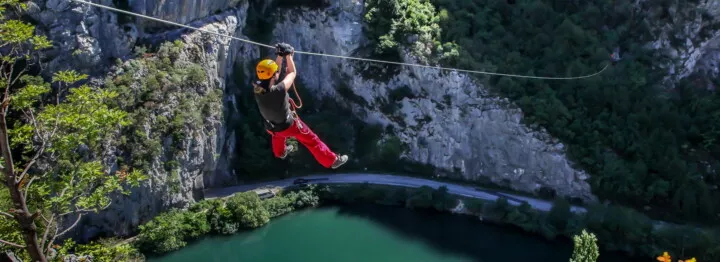 Ziplining over Cetina river in Omiš