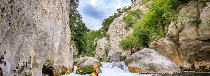 Beautiful nature of Cetina river on rapid rafting day tour