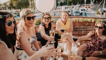 Group of girls enjoying drinks on Polaris boat in Split